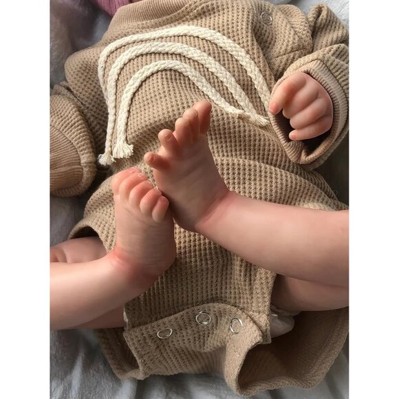 🆕 Reborn Baby Doll Brown Rooted Eyelashes Sleeping Painted Hair Premie My Arms - Picture 6 of 6